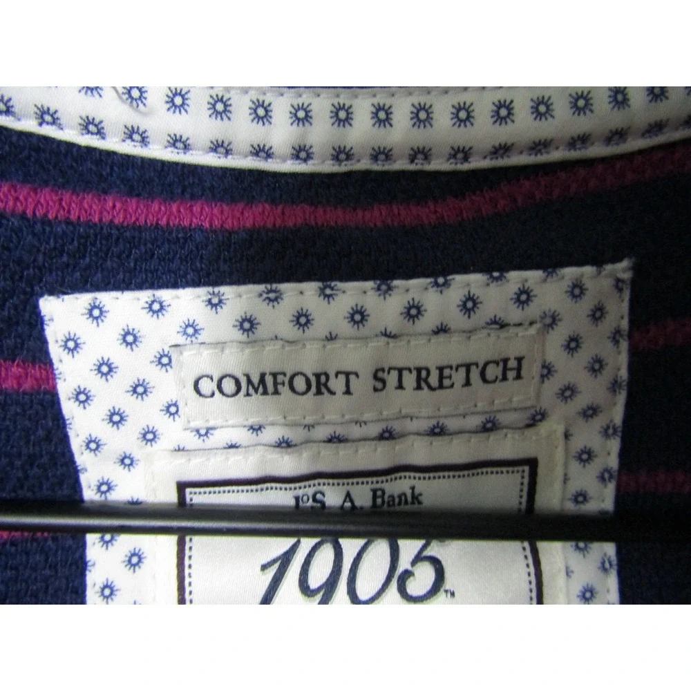 Jos A Bank 1905 Navy Pink Striped Quarter Zip Pullover Sweater Size‎ S